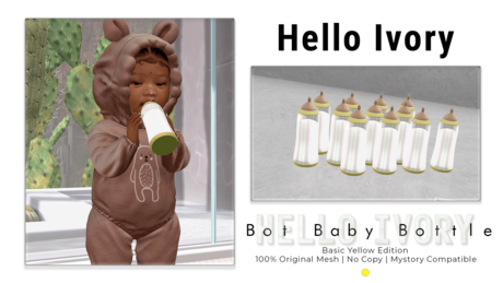 Second Life Marketplace - [Hello Ivory] Basic Bot Baby Bottle - Yellow (50)