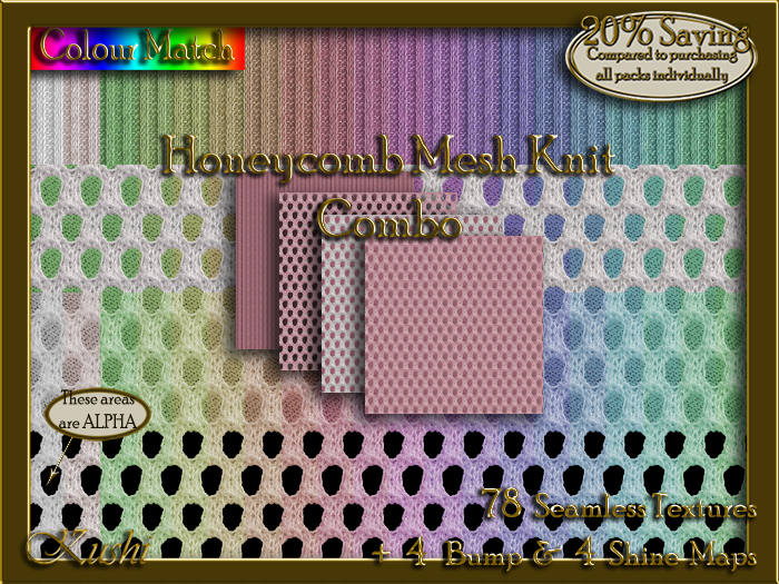 Honeycomb Mesh Knit Combo Seamless Texture Bundle