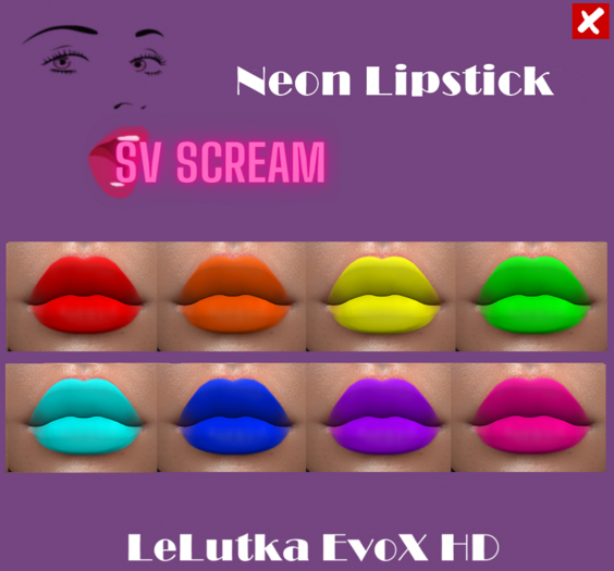 .:SV:. SCREAM Neon Lipstick Lelutka EvoX HD