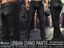 ZED MESH MATERIALS ENABLED: Urban Black Chino Pants (Chinos) / 5 Sizes + Alpha / Available  in 3 Colours