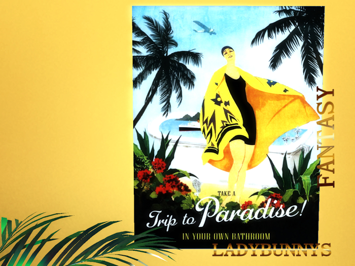 Bathroom Art Trip to Paradise -Wall Decor Poster-full perm texture