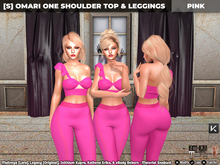 [S] Omari One Shoulder Top & Leggings Pink