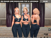[S] Omari One Shoulder Top & Leggings Blue