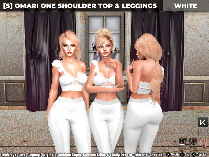 [S] Omari One Shoulder Top & Leggings White