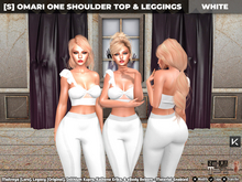 [S] Omari One Shoulder Top & Leggings White