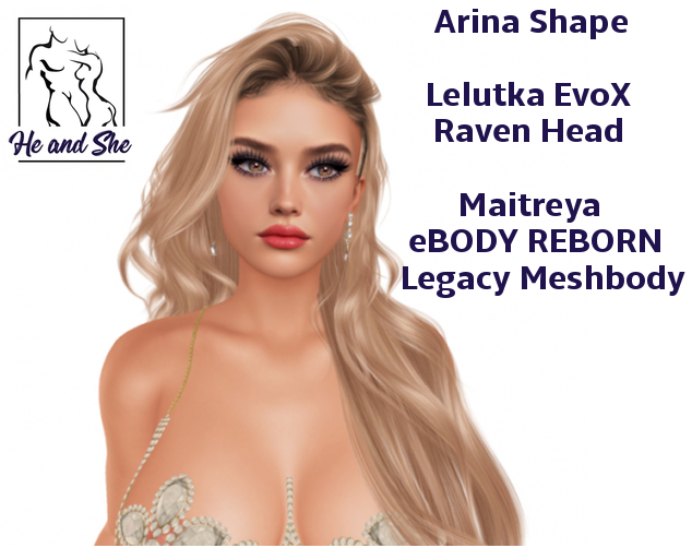 Arina Shape For Lelutka Raven Head 3.1 Lel EvoX & eBODY REBORN, Maitreya, Legacy Meshbody Promotional Promo Sale Price