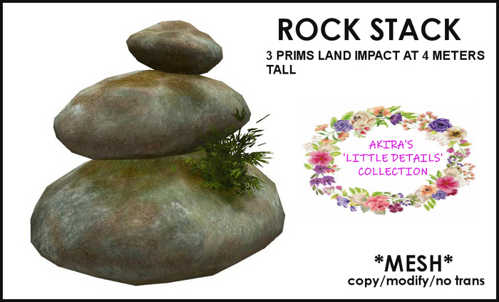 Rock Stack by Akira Kinomis - MESH Piled Rock with Bush 