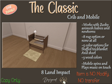 [byMela]~ADD~The Classic~Toddler and Infant Crib with Mobile