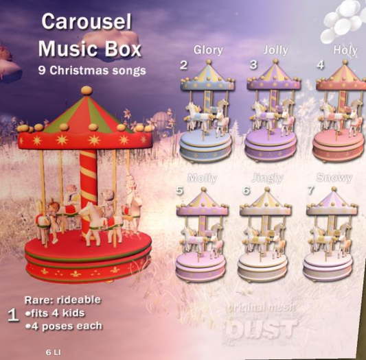 1 DUST: Carousel Music Box Rideable RARE