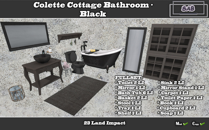 SAB BOX* Colette Cottage Bathroom - BLACK