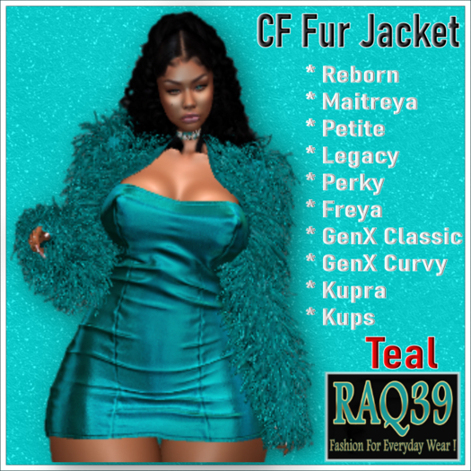 [R39] CF Fur jacket-Teal