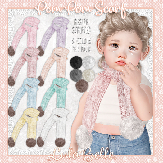 {Lula Belle} Pom Pom Scarf - Pastel (boxed)