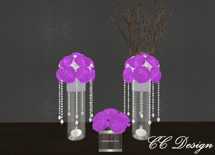 *CC* Wedding Rose Glass Vase Darkorchid
