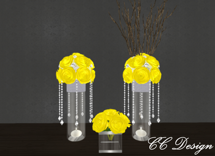 *CC* Wedding Rose Glass Vase Gold