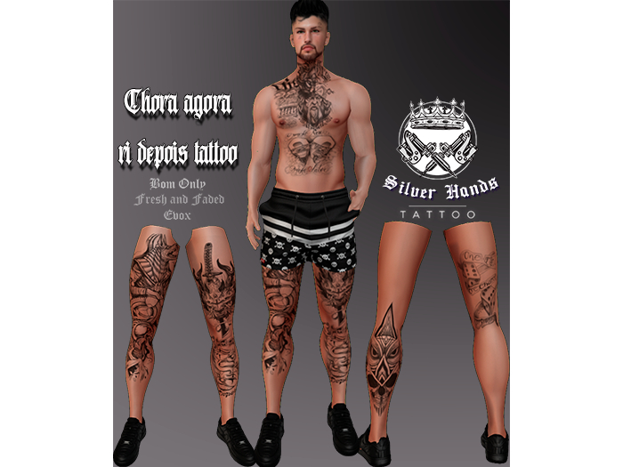 { Silver Hand } Tattoo Legs - Chora Agora Ri Depois 