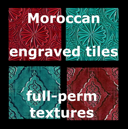 Moroccan engraved tiles - 4 textures