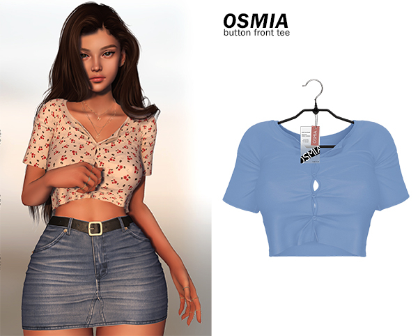 OSMIA - Parker.ButtonFrontTee - Baby Blue