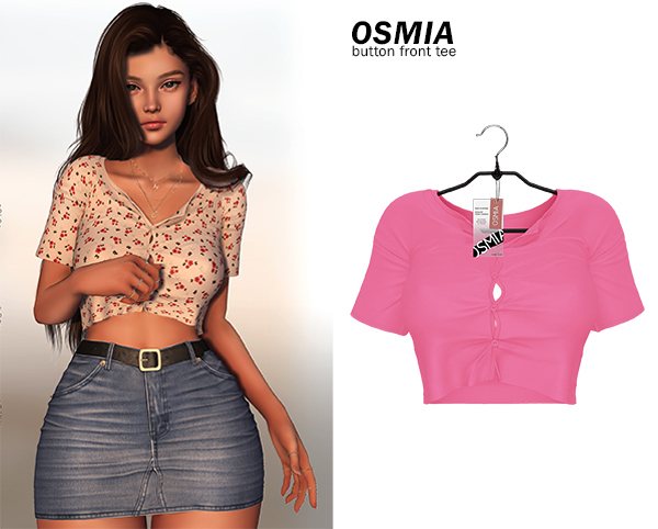 OSMIA - Parker.ButtonFrontTee - Baby Pink