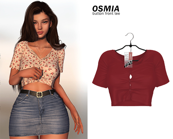 OSMIA - Parker.ButtonFrontTee - Blood