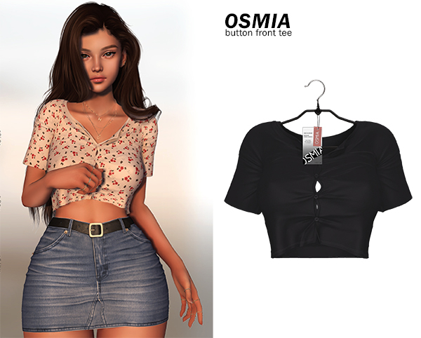 OSMIA - Parker.ButtonFrontTee - Black