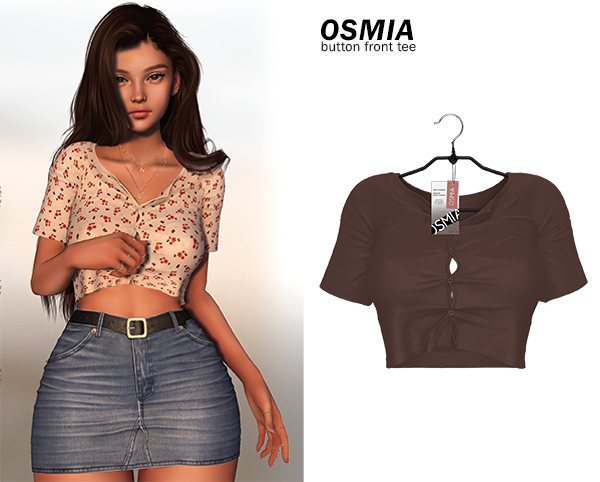 OSMIA - Parker.ButtonFrontTee - Chocolate