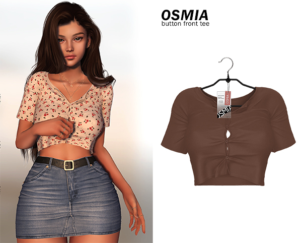 OSMIA - Parker.ButtonFrontTee - Coffee