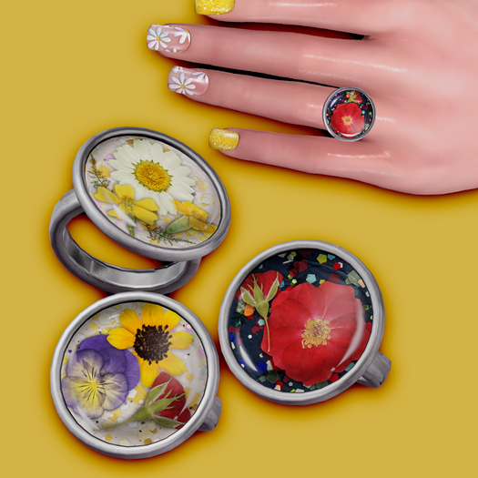 (NO) Pressed Flower Rings