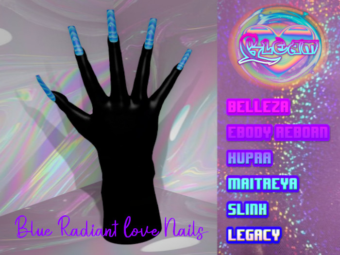 GLEAM: Blue Radiant Love Nails - Square