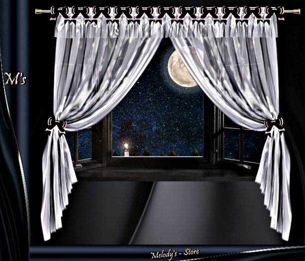 M's - Curtain transparent - white - with a chocolate-colored ribbon