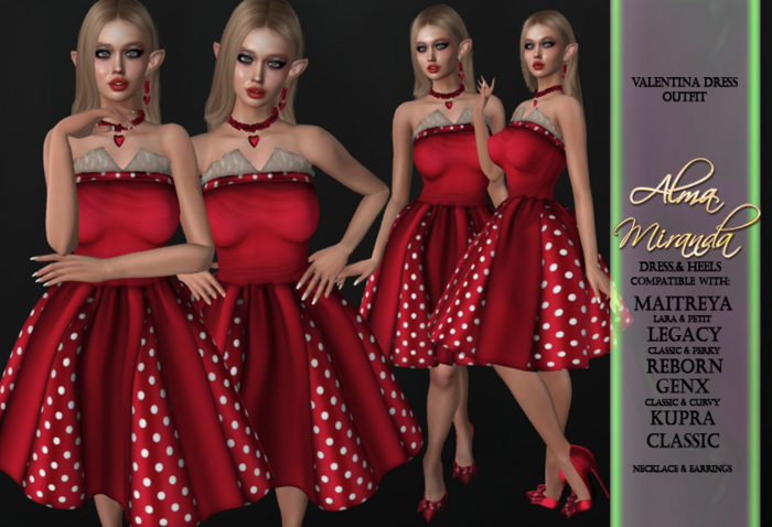 .: AlmaMiranda :. Valentina Elegant Long Casual Date Dress Heels San Valentine Lara Petit Legacy Kupra Reborn GenX