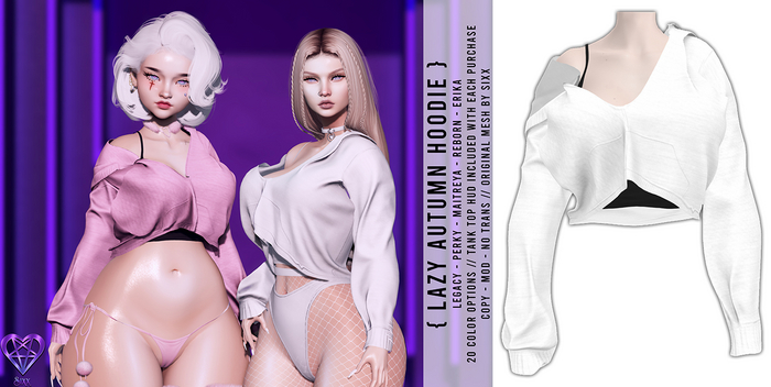 - sixx - Lazy Autumn Hoodie - White