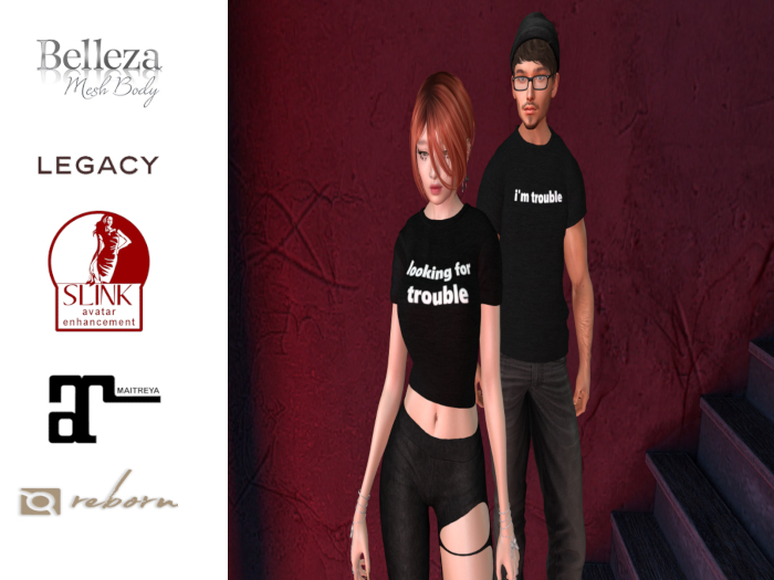 Couples Tee Set: Looking For Trouble Belly Tee 