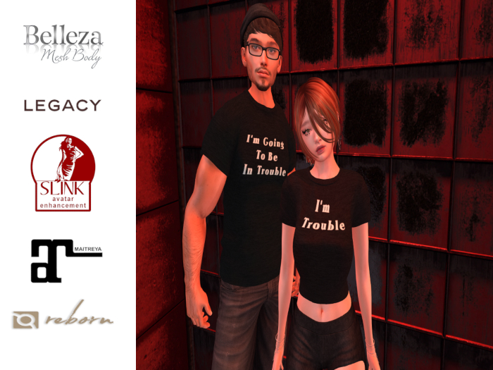 Couples Tee Set: I'm Trouble Belly Tee 