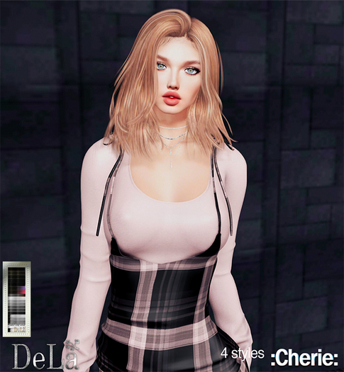 =DeLa*= Mesh Hair "Cherie" Black Gray White