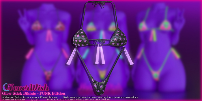 *NeverWish* Glow Stick PUNK Bikini - Star Lilac