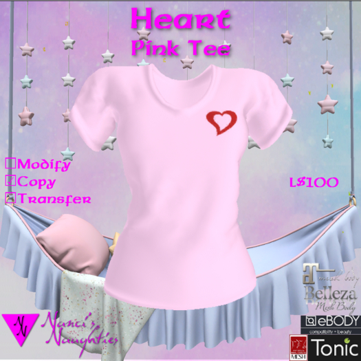 NN Heart V-neck Pink Tee