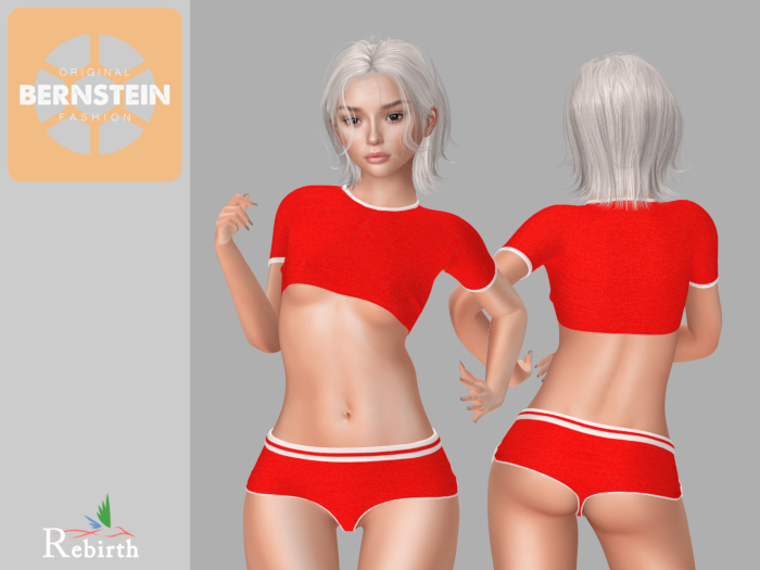Bernstein . Eve crop top & shorts . red . Rebirth