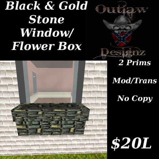 Black & Gold Stone Flower Box