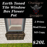 Earth Toned Tiled Window Box/ Flower Pot