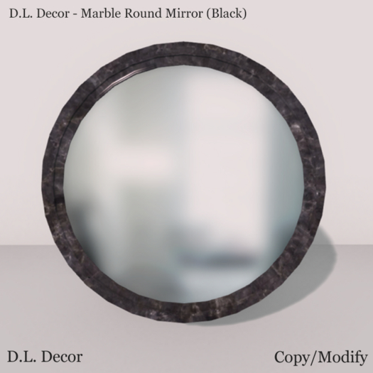 D.L. Decor - Marble Round Mirror (Black) Mesh