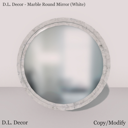 D.L. Decor - Marble Round Mirror (White) Mesh
