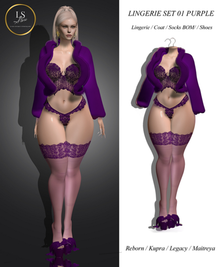 [LS] LINGERIE SET 01 PURPLE