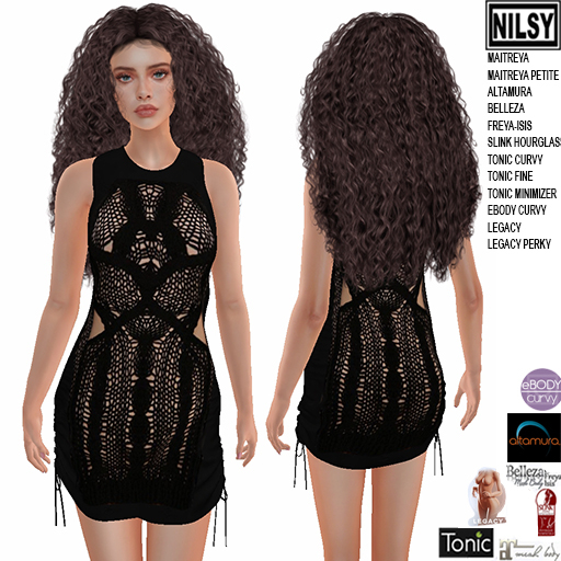 LOOSE KNIT DRESS,MESH BODY