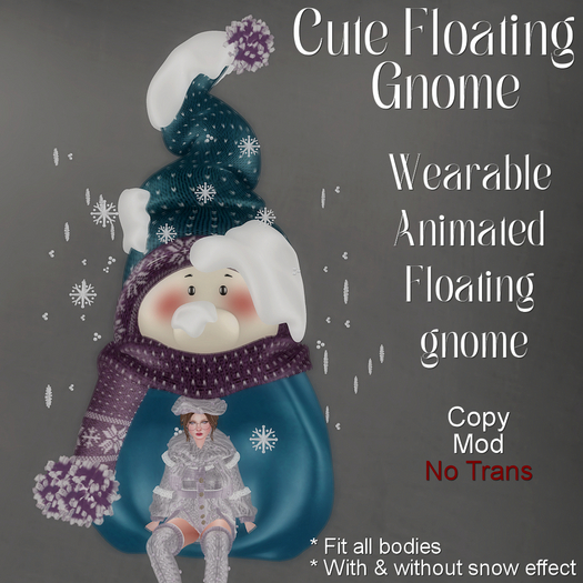 * Cute Floating Gnome * Blue *