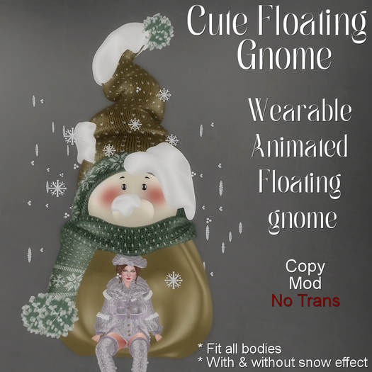 * Cute Floating Gnome * Brown *