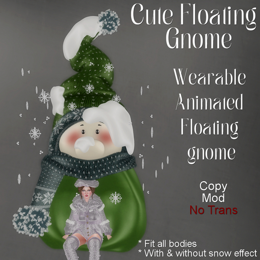 * Cute Floating Gnome * Green *