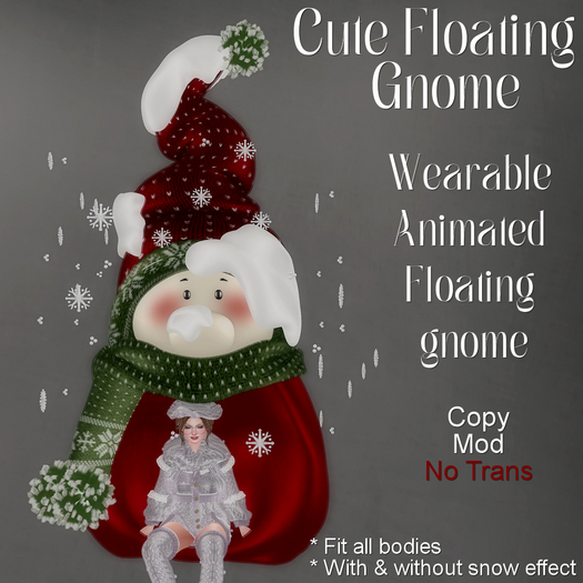 * Cute Floating Gnome * Red *
