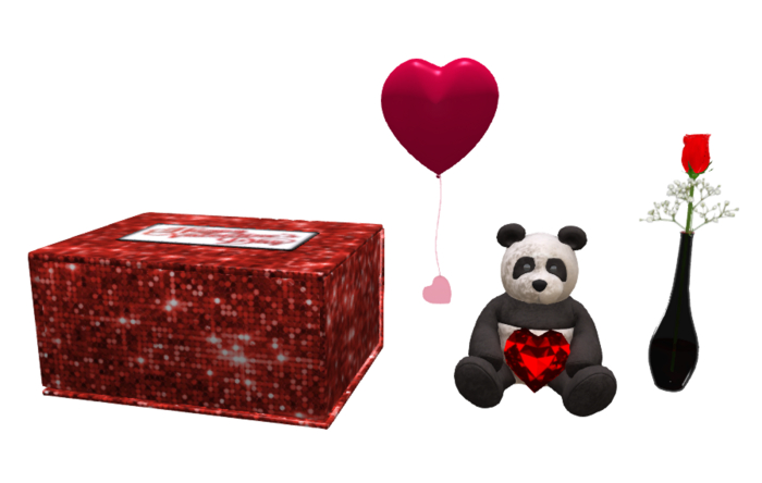 Valentines Day Gift Box, Teddy Bear, Heart, Rose, Balloon