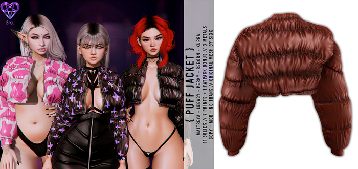 - sixx - Puff Jacket - Maroon