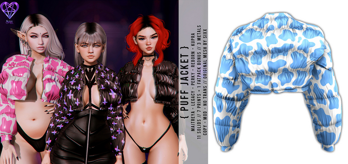 - sixx - Puff Jacket - Blue Cow